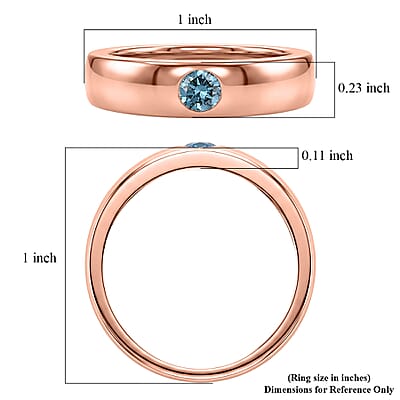 Luxuriant Lab Grown Blue Diamond IR VS 0.25 ctw Mens Ring in Vermeil Rose Gold Over Sterling Silver (Size 10.0)