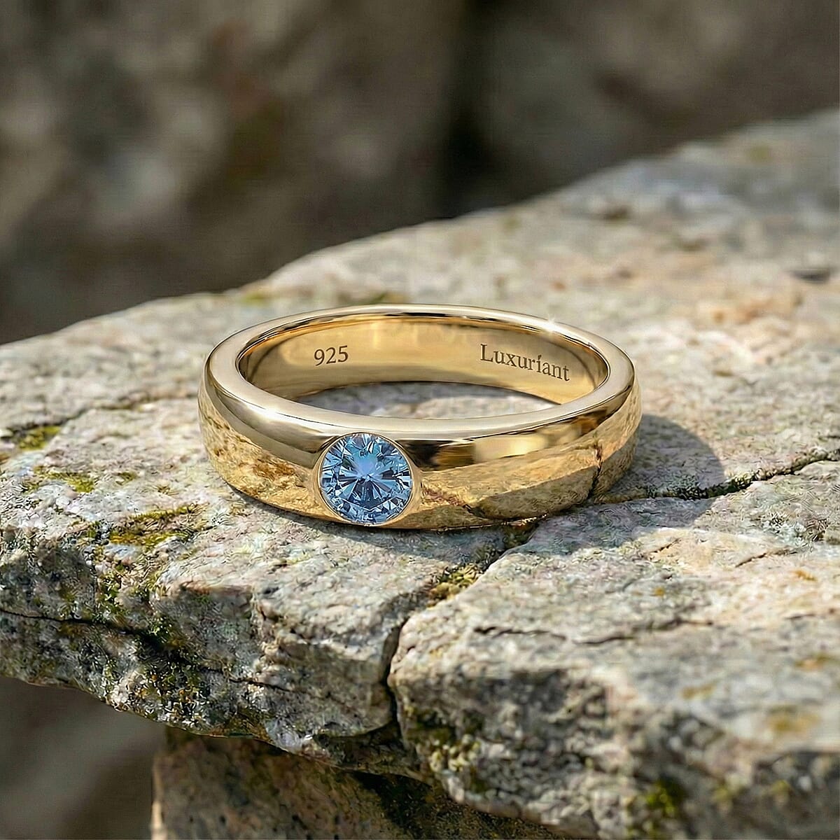 Luxuriant Lab Grown Blue Diamond IR VS 0.25 ctw Mens Ring in Vermeil Yellow Gold Over Sterling Silver (Size 13.5) image number 1