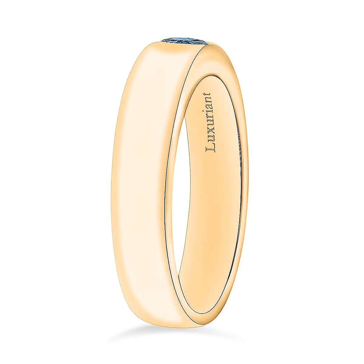 Luxuriant Lab Grown Blue Diamond IR VS 0.25 ctw Mens Ring in Vermeil Yellow Gold Over Sterling Silver (Size 13.5) image number 3