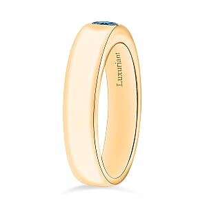 Luxuriant Lab Grown Blue Diamond IR VS 0.25 ctw Mens Ring in Vermeil Yellow Gold Over Sterling Silver (Size 13.5)