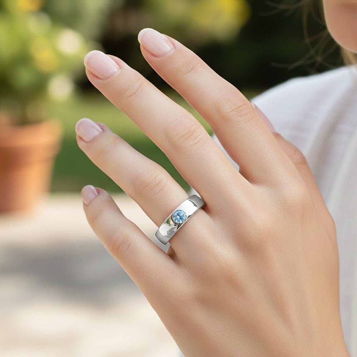 Luxuriant Lab Grown Blue Diamond IR VS 0.25 ctw Mens Ring in Rhodium Over Sterling Silver (Size 11.0) (Del. In 10-12 Days) image number 2