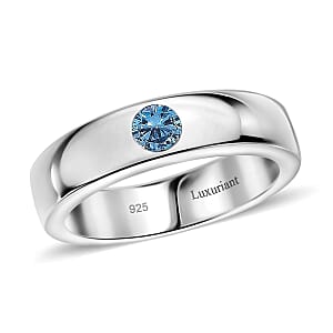 Luxuriant Lab Grown Blue Diamond IR VS 0.25 ctw Mens Ring in Rhodium Over Sterling Silver (Size 13.0)