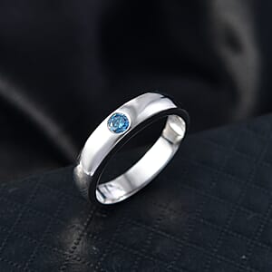 Luxuriant Lab Grown Blue Diamond IR VS 0.25 ctw Mens Ring in Rhodium Over Sterling Silver (Size 13.0)