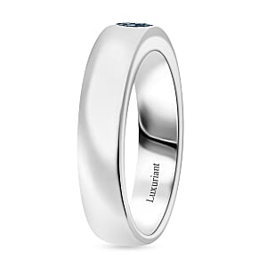 Luxuriant Lab Grown Blue Diamond IR VS 0.25 ctw Mens Ring in Rhodium Over Sterling Silver (Size 13.0)
