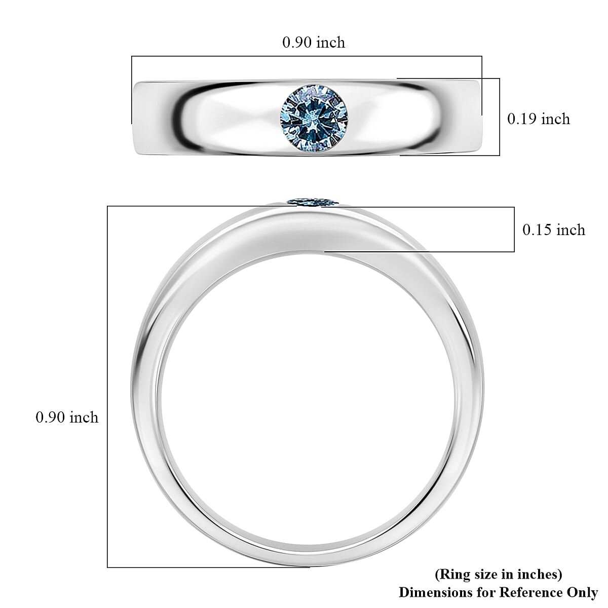 Luxuriant Lab Grown Blue Diamond IR VS 0.25 ctw Mens Ring in Rhodium Over Sterling Silver (Size 13.0) image number 5