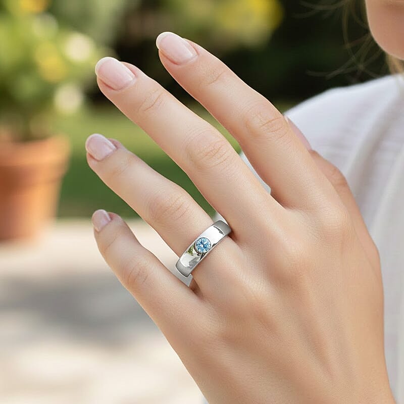 Luxuriant Lab Grown Blue Diamond IR VS 0.25 ctw Mens Ring in 10K White Gold (Size 11.0) 5 Grams