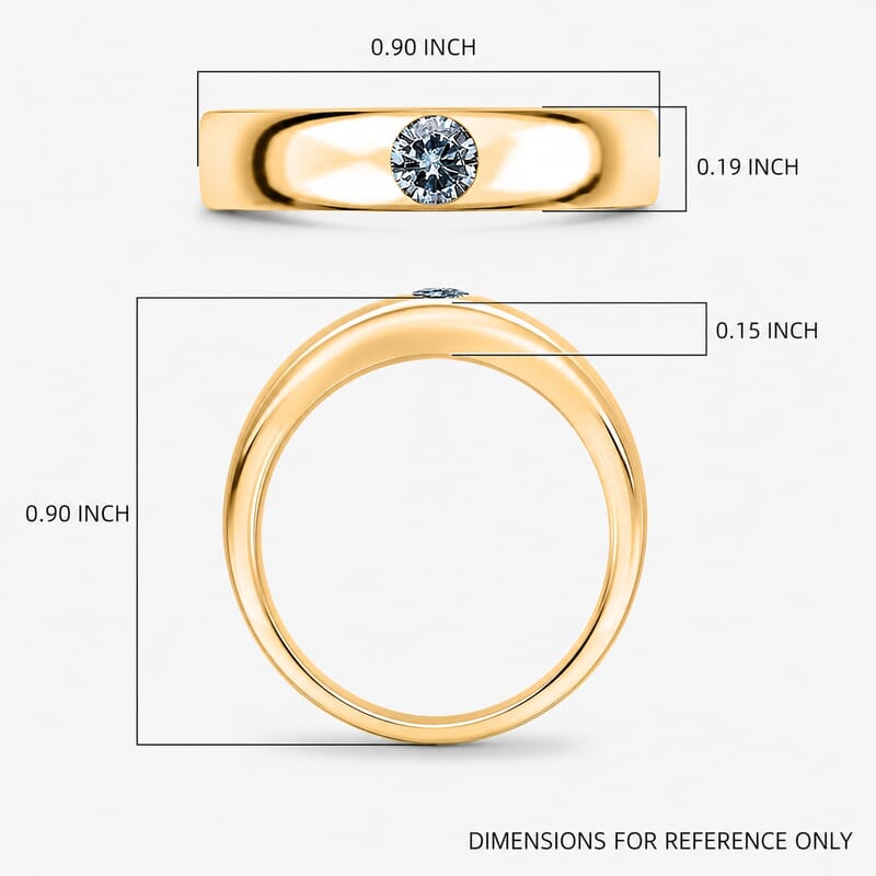 Luxuriant Lab Grown Blue Diamond IR VS 0.25 ctw Mens Ring in 10K Yellow Gold (Size 10.0) 5 Grams