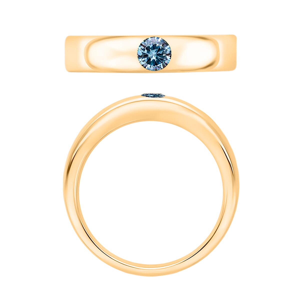 Luxuriant Lab Grown Blue Diamond IR VS 0.25 ctw Mens Ring in 10K Yellow Gold (Size 10.5) 5 Grams image number 3