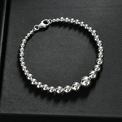 D'Joy Beaded Graduated Bracelet in Sterling Silver (7.25 In) 9 Grams