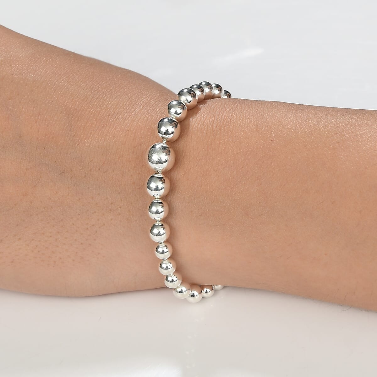 D'Joy Beaded Graduated Bracelet in Sterling Silver (7.25 In) 9 Grams image number 2
