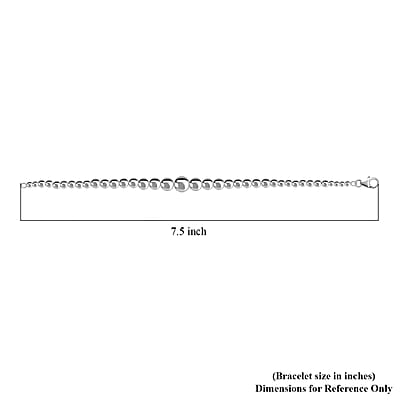 D'Joy Beaded Graduated Bracelet in Sterling Silver (7.25 In) 9 Grams