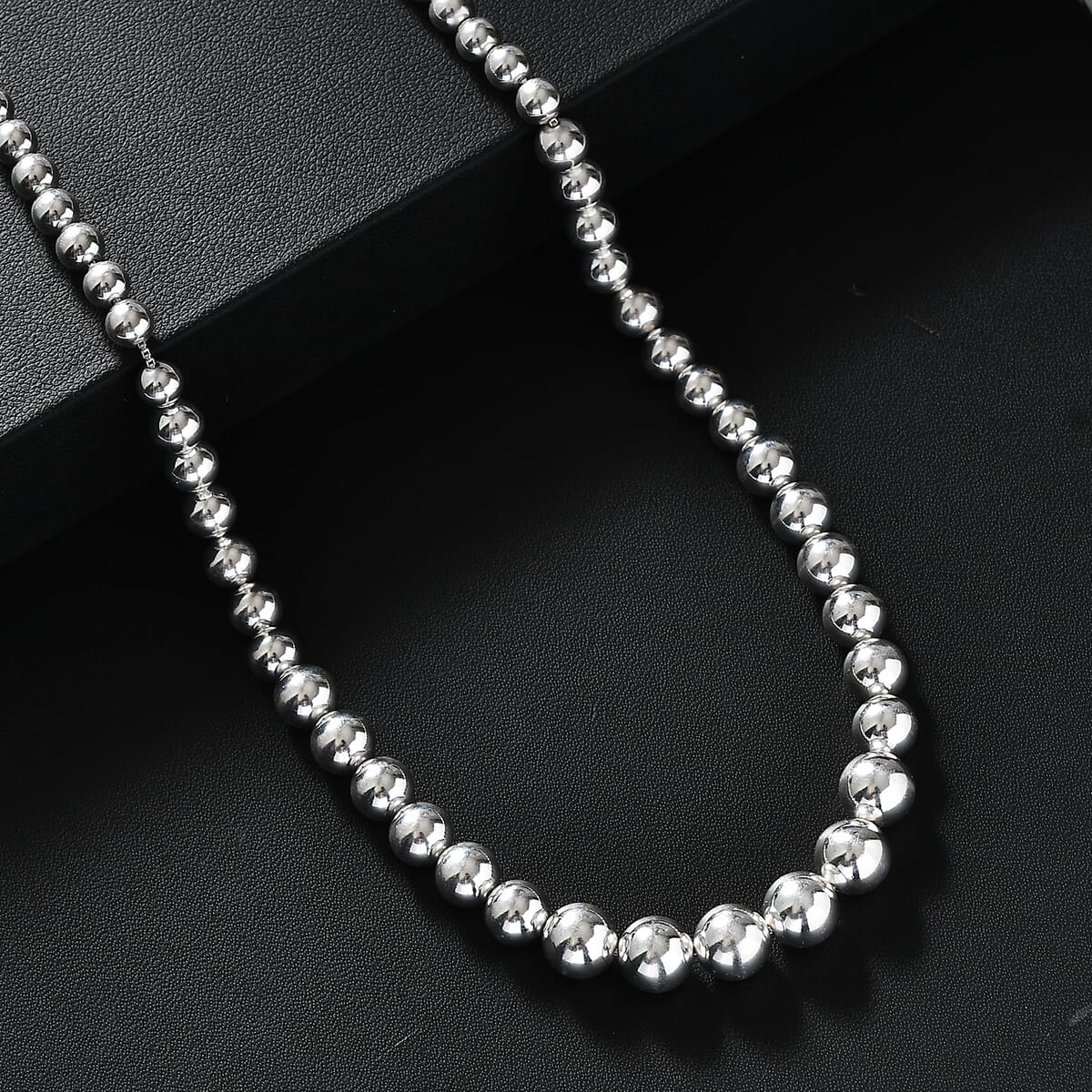 D’joy Beaded Graduated Necklace in Sterling Silver 25.75 Grams 20 Inches image number 1