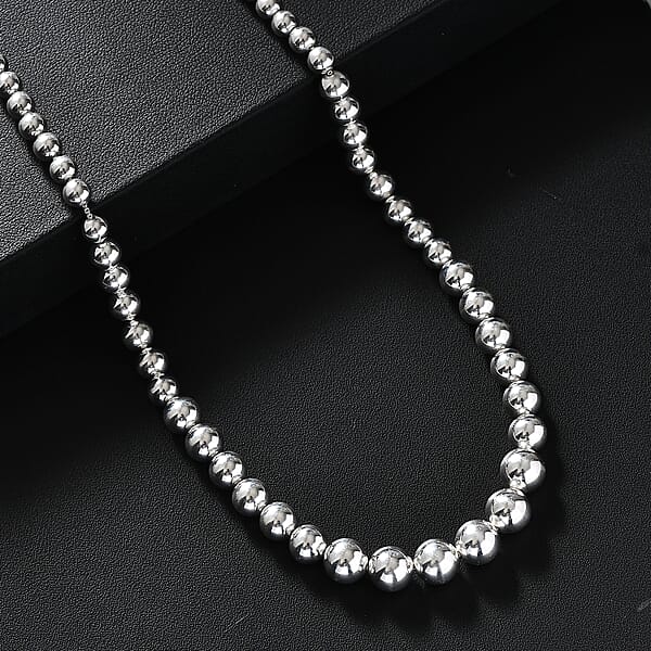 D'Joy Beaded Graduated Necklace in Sterling Silver 25.75 Grams 20 Inches