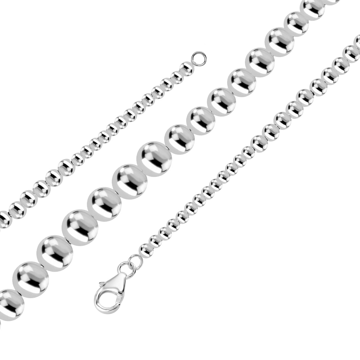 D’joy Beaded Graduated Necklace in Sterling Silver 25.75 Grams 20 Inches image number 3