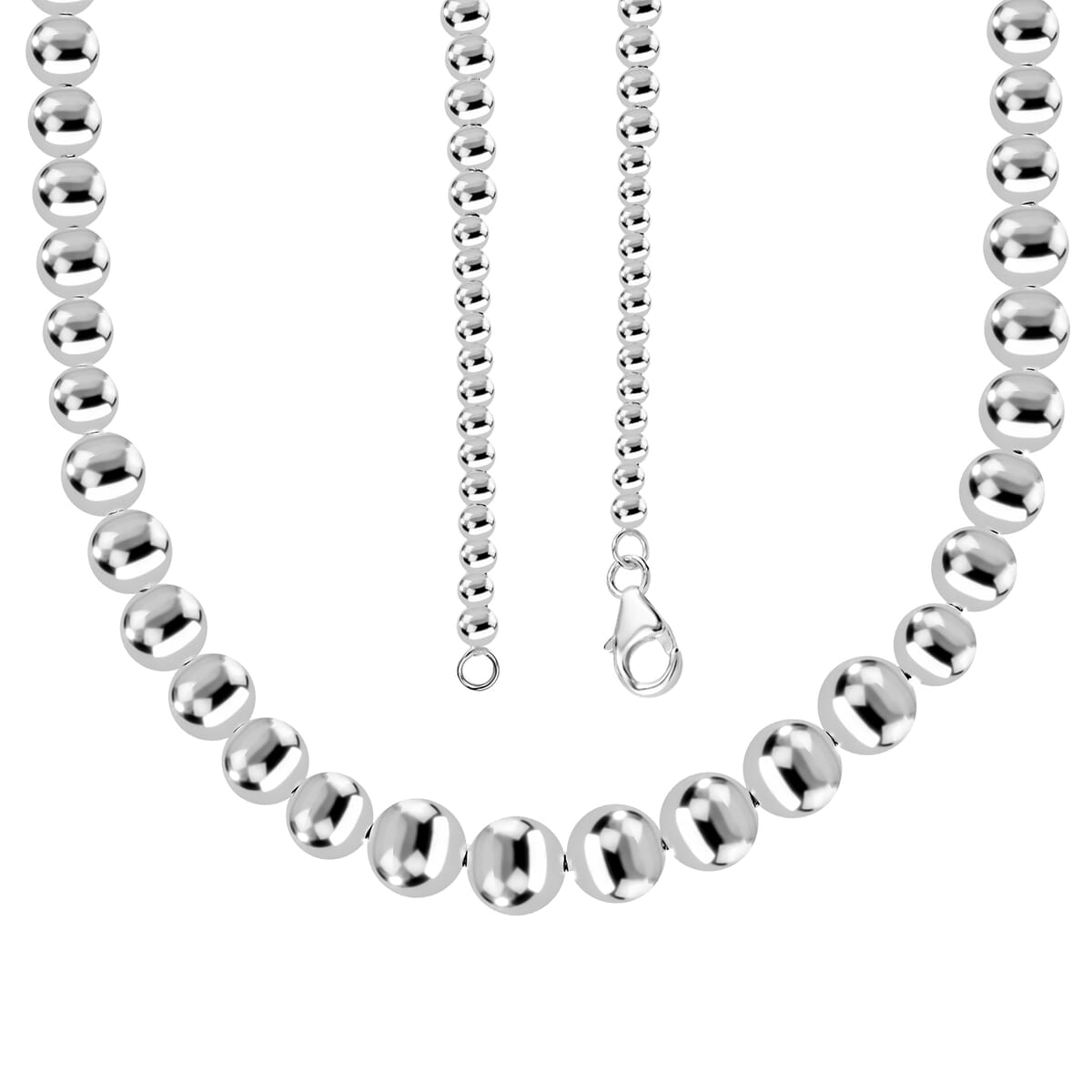 D’joy Beaded Graduated Necklace in Sterling Silver 25.75 Grams 20 Inches image number 5