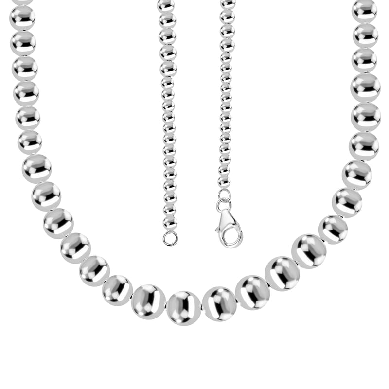 D'Joy Beaded Graduated Necklace in Sterling Silver 25.75 Grams 20 Inches