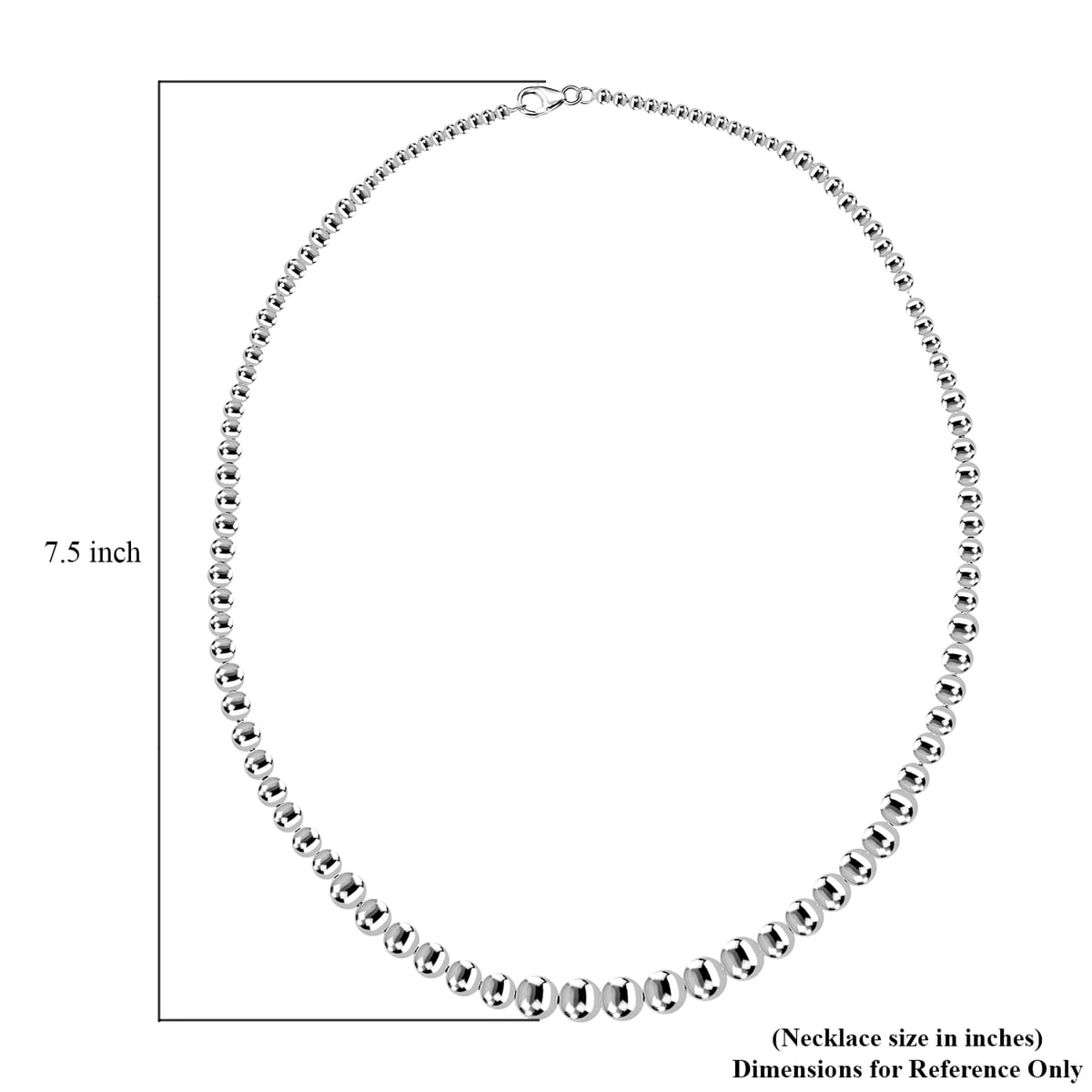 D’joy Beaded Graduated Necklace in Sterling Silver 25.75 Grams 20 Inches image number 6
