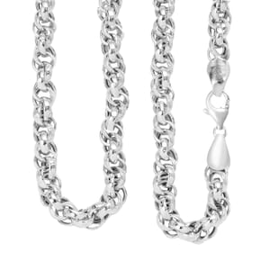 D’Joy Fancy Oval Link Infinity Twist  Chain Necklace in Sterling Silver 27.5 Grams 20 Inches