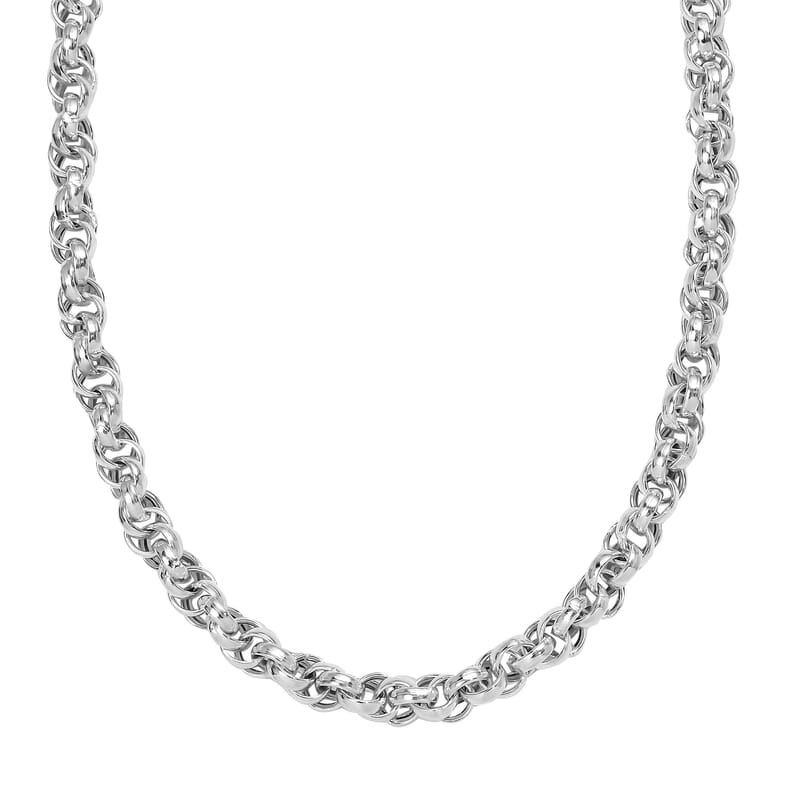 D'Joy Fancy Oval Link Infinity Twist Chain Necklace in Sterling Silver 28.61 Grams 20 Inches