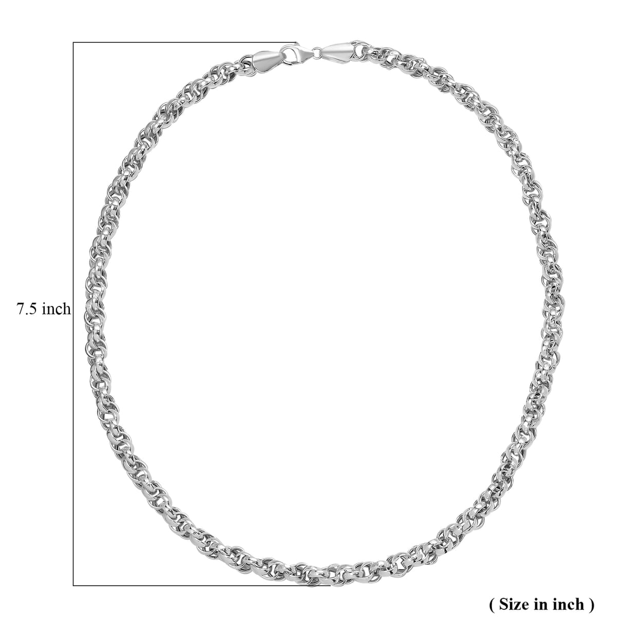 D’Joy Fancy Oval Link Infinity Twist  Chain Necklace in Sterling Silver 27.5 Grams 20 Inches image number 6