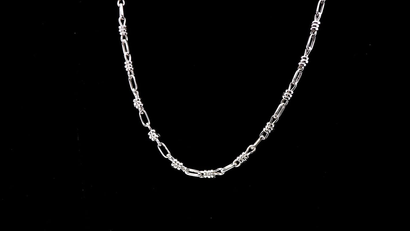 D'Joy Sterling Silver Fancy  Knotted Bond Chain Necklace 20 Inches 20.50 Grams