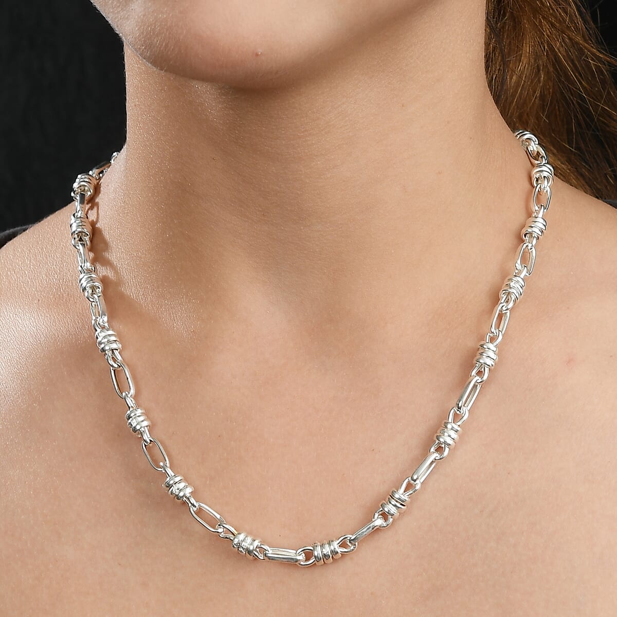 D’Joy Sterling Silver Fancy  Knotted Bond Chain Necklace 20 Inches 24.75 Grams image number 2