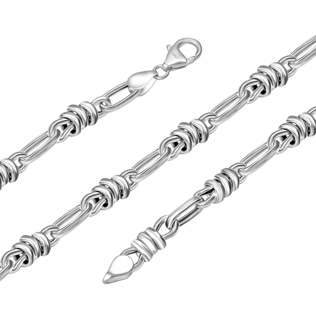 D’Joy Sterling Silver Fancy  Knotted Bond Chain Necklace 20 Inches 24.75 Grams image number 3