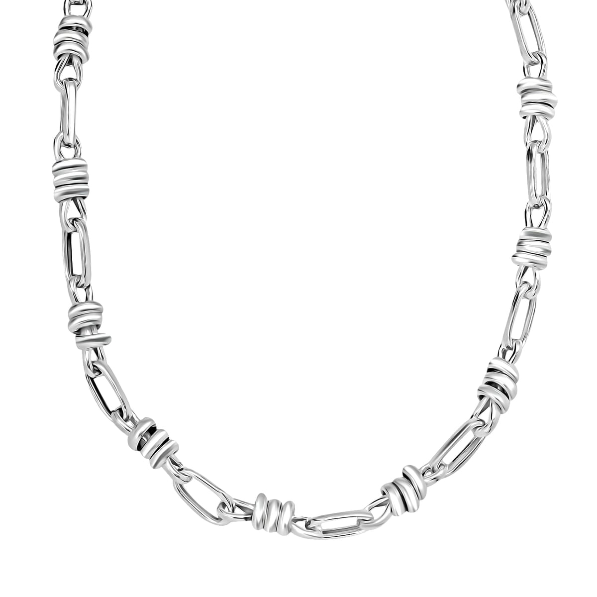 D’Joy Sterling Silver Fancy  Knotted Bond Chain Necklace 20 Inches 24.75 Grams image number 4