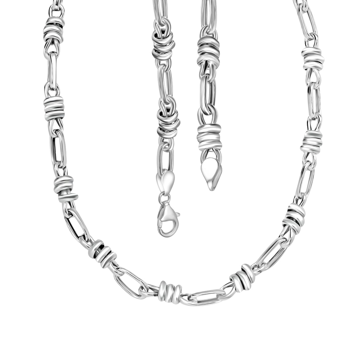 D’Joy Sterling Silver Fancy  Knotted Bond Chain Necklace 20 Inches 24.75 Grams image number 5