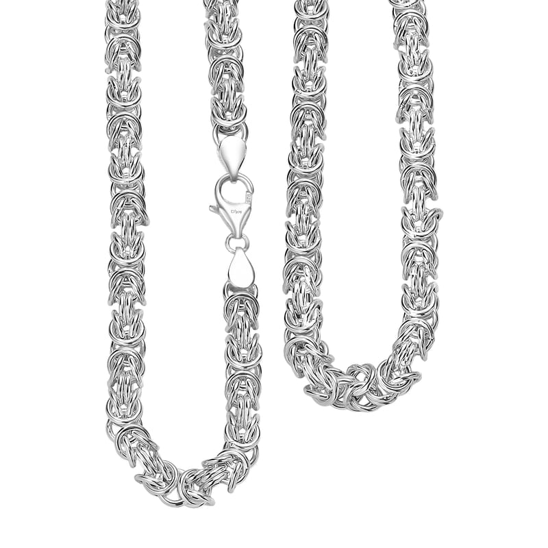 D'Joy Sterling Silver Byzantine Weave Chain Necklace 20 Inches 38.31 Grams