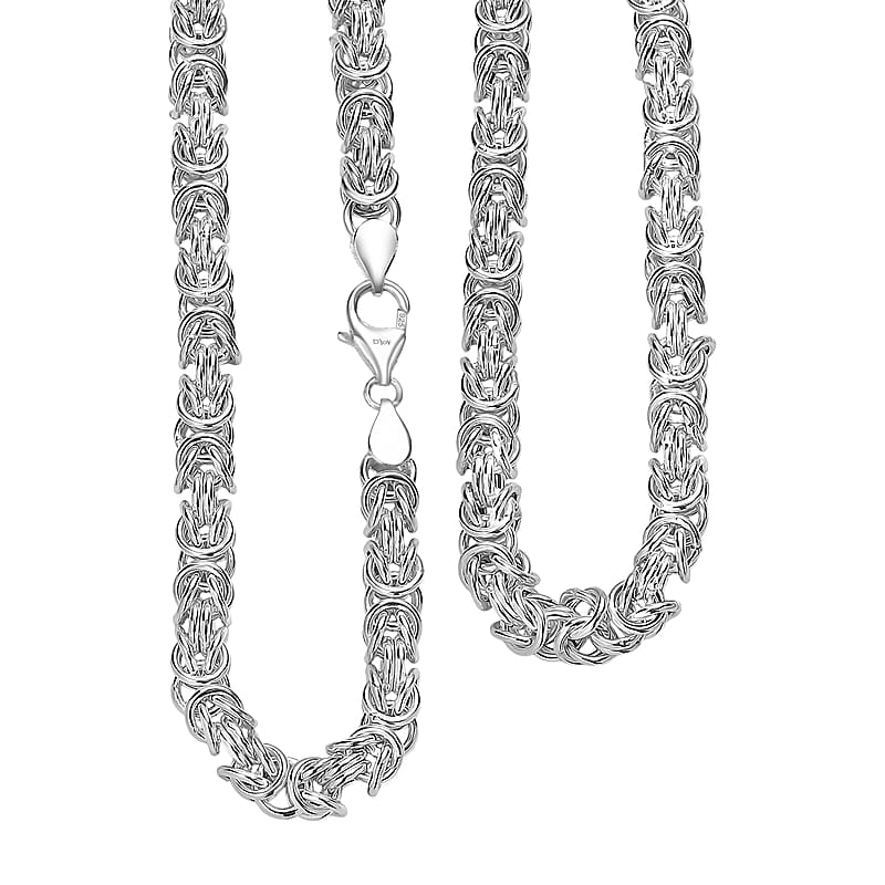 D'Joy Sterling Silver Byzantine Weave Chain Necklace 20 Inches 38.31 Grams