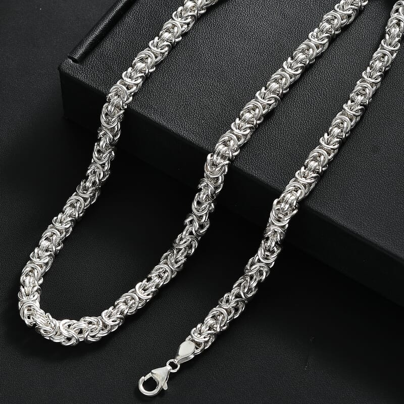 D'Joy Sterling Silver Byzantine Weave Chain Necklace 20 Inches 38.31 Grams