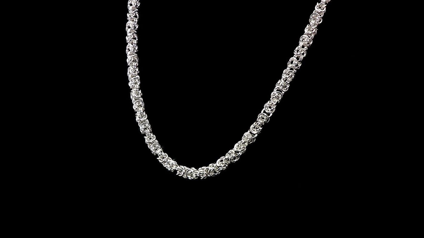 D'Joy Sterling Silver Byzantine Weave Chain Necklace 20 Inches 38.31 Grams