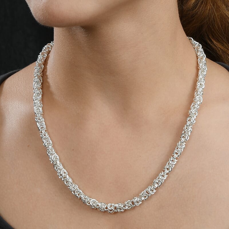 D'Joy Sterling Silver Byzantine Weave Chain Necklace 20 Inches 38.31 Grams