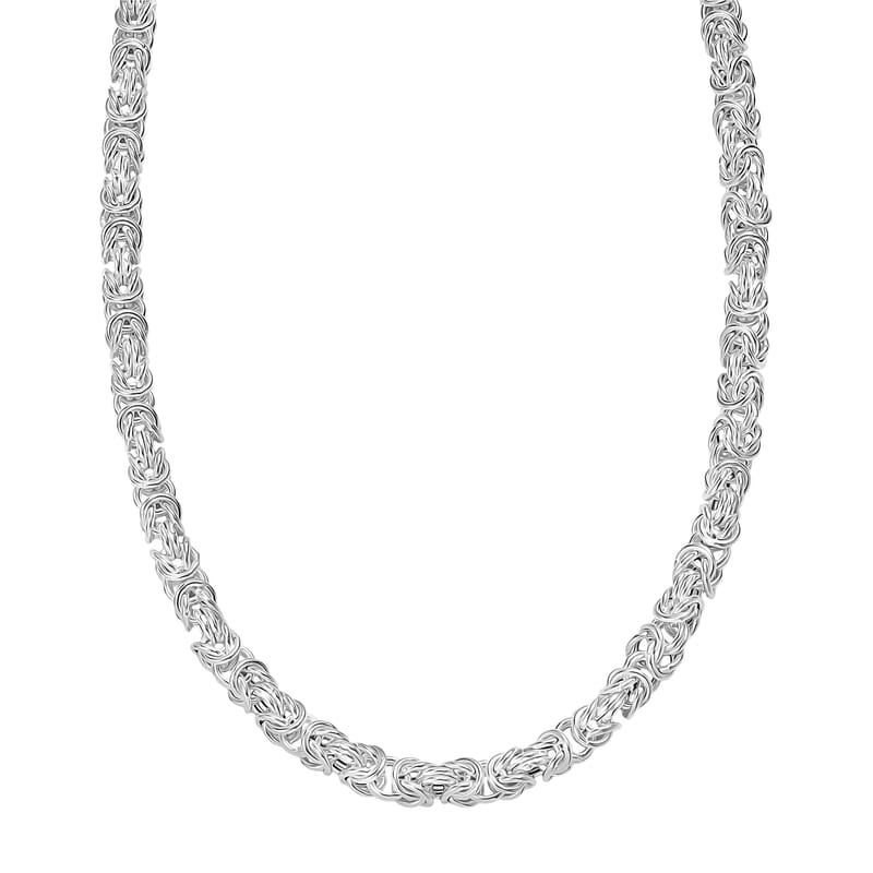 D'Joy Sterling Silver Byzantine Weave Chain Necklace 20 Inches 38.31 Grams