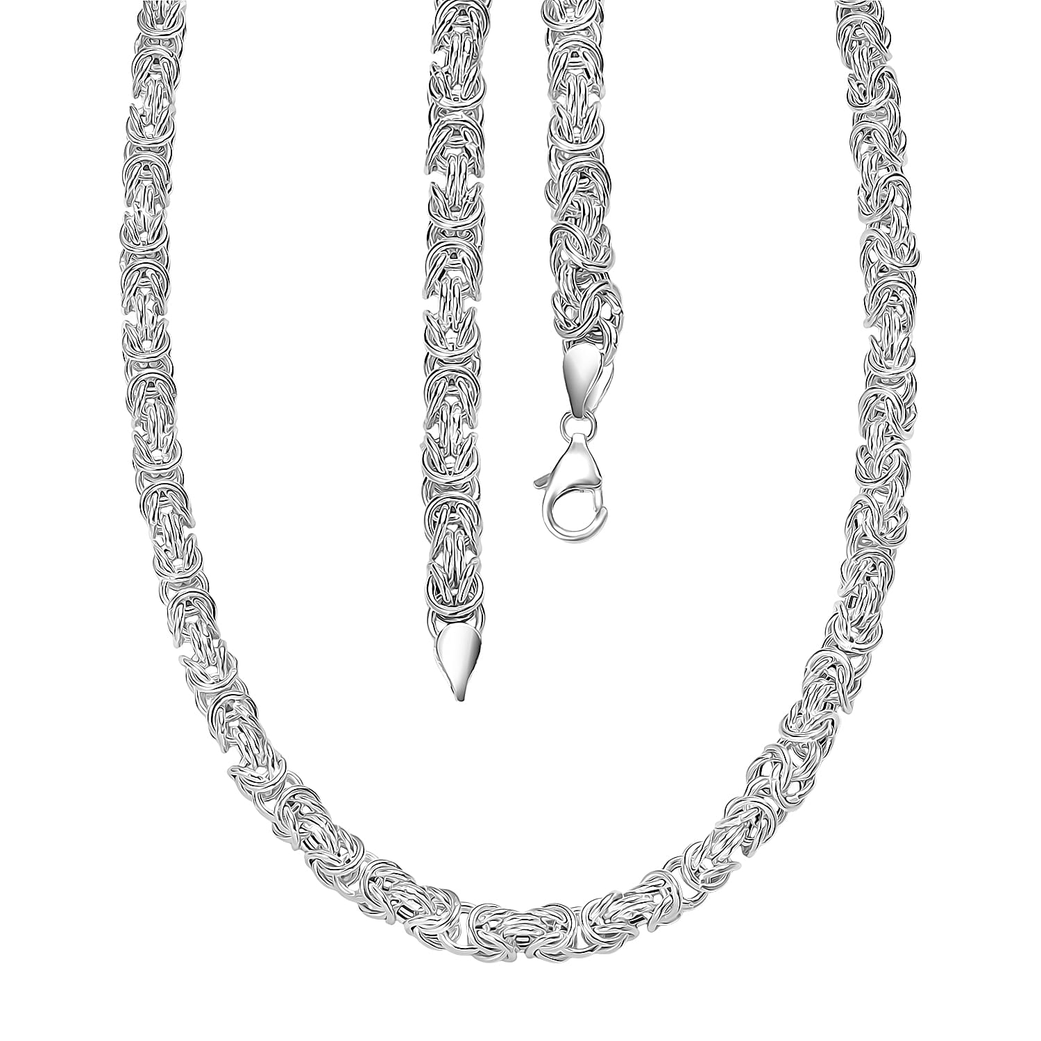 D'Joy Sterling Silver Byzantine Weave Chain Necklace 20 Inches 38.31 Grams