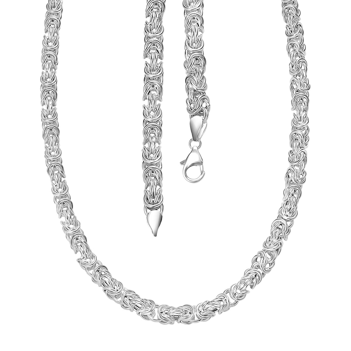 D’Joy Sterling Silver Byzantine Weave Chain Necklace 20 Inches 38.06 Grams image number 4