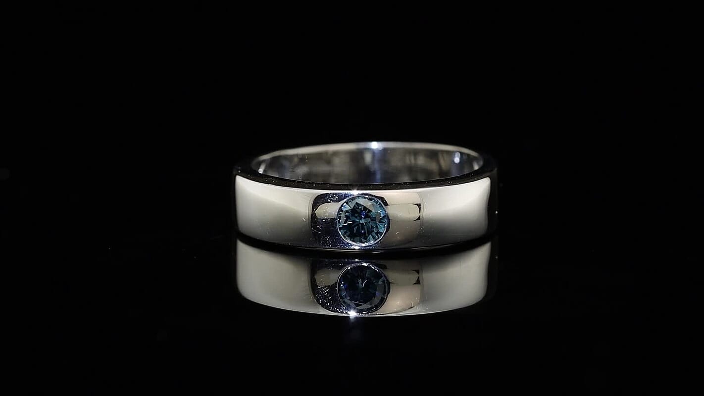Luxuriant Lab Grown Blue Diamond IR VS 0.25 ctw Mens Ring in Vermeil Rose Gold Over Sterling Silver (Size 10.0)