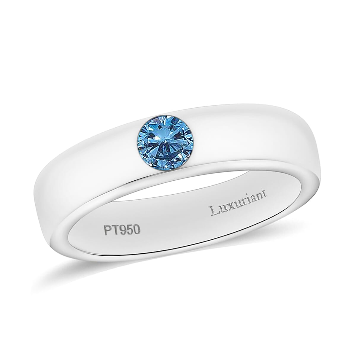 Luxuriant Lab Grown Blue Diamond IR VS 0.25 ctw Mens Ring in 950 Platinum (Size 11.0) 7 Grams (Del. in 10-12 Days) image number 0