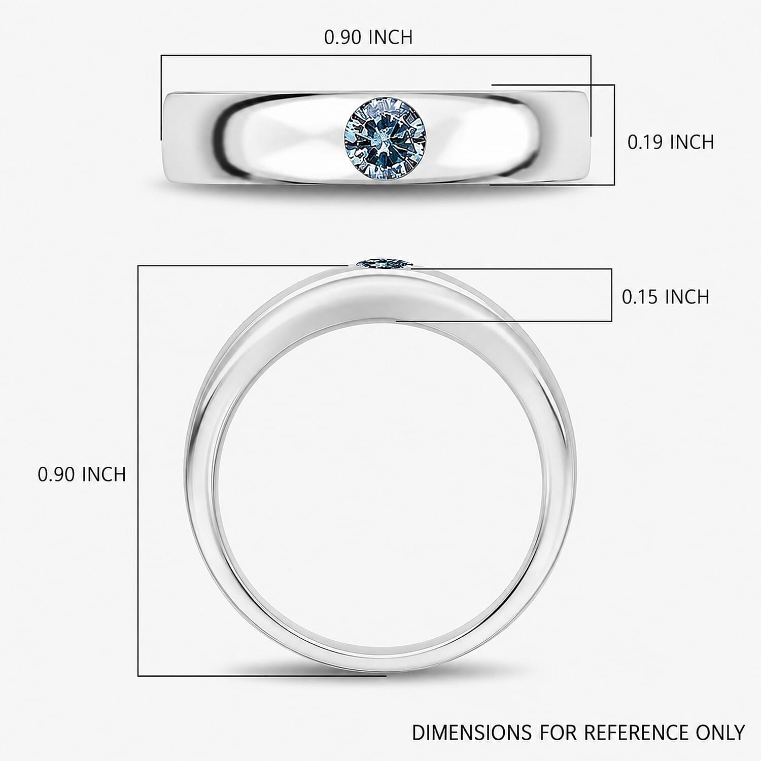 Luxuriant Lab Grown Blue Diamond IR VS 0.25 ctw Mens Ring in 950 Platinum (Size 11.0) 7 Grams