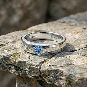 Luxuriant Lab Grown Blue Diamond IR VS 0.25 ctw Mens Ring in 950 Platinum (Size 9.0) 7 Grams