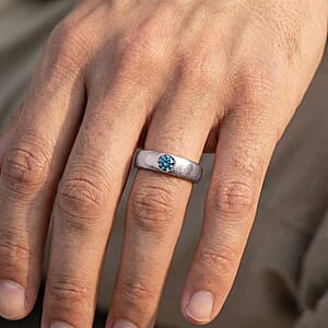 Luxuriant Lab Grown Blue Diamond IR VS 0.25 ctw Mens Ring in 950 Platinum (Size 9.0) 7 Grams