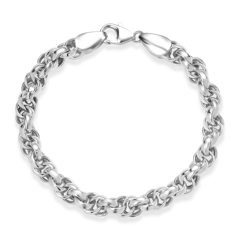 D'Joy Fancy Oval Link Infinity Twist Chain Bracelet in Sterling Silver (7.25 In) 10.55 Grams