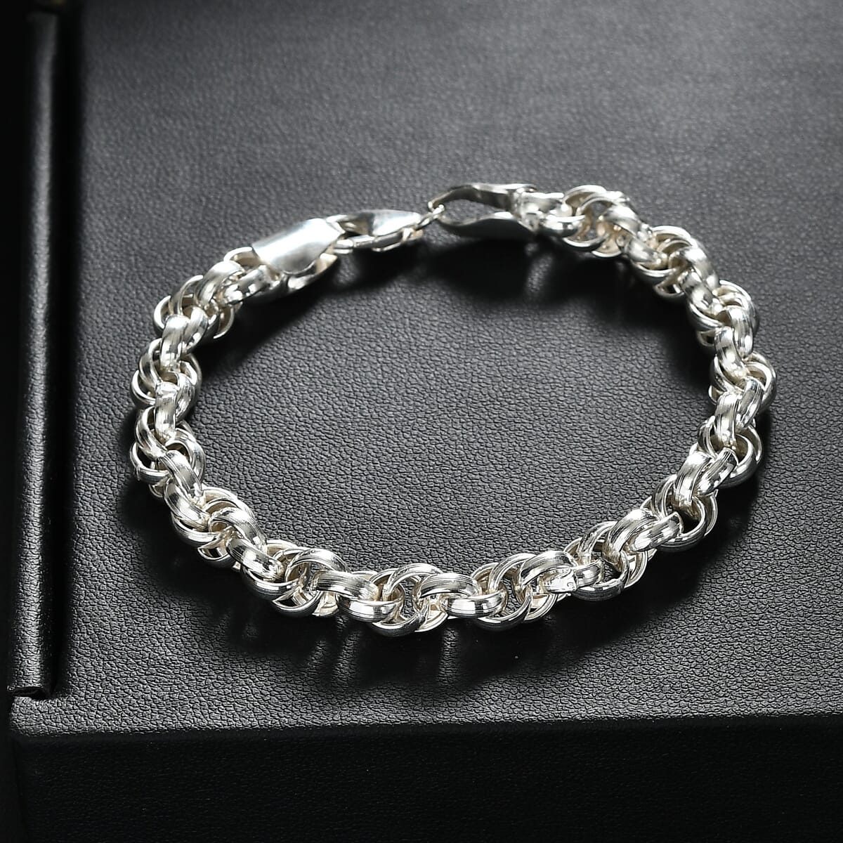 D’joy Sterling Silver Fancy Oval Link Infinity Twist Chain Bracelet (7.25 In) 10 Grams image number 1