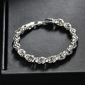D'Joy Sterling Silver Fancy Oval Link Infinity Twist Chain Bracelet (7.25 In) 8 Grams