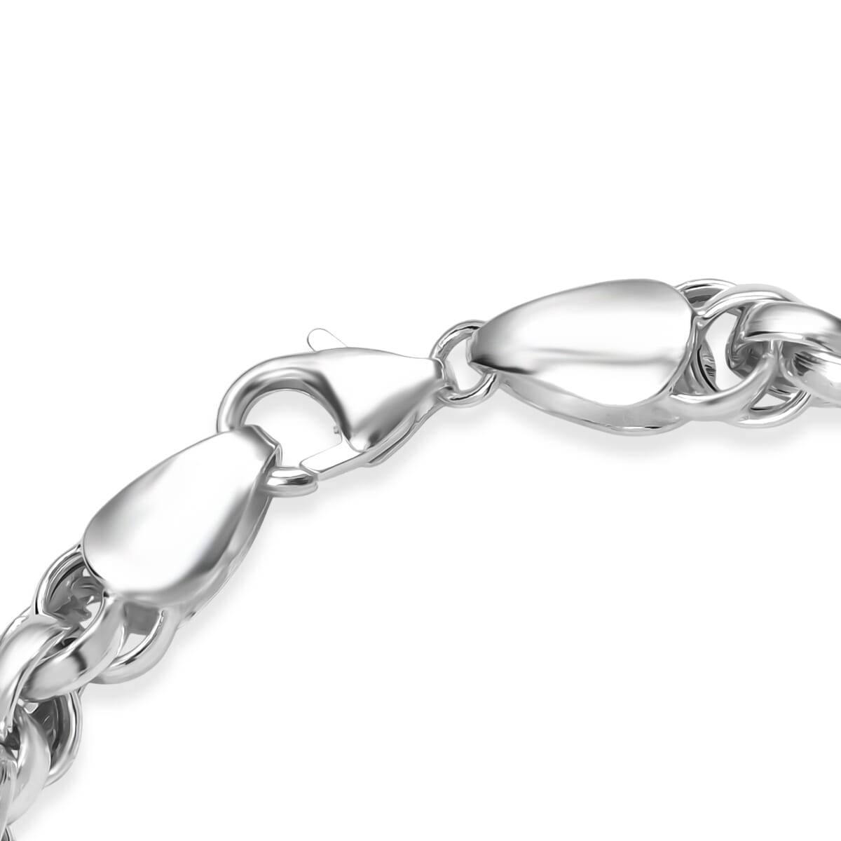 D’joy Sterling Silver Fancy Oval Link Infinity Twist Chain Bracelet (7.25 In) 10 Grams image number 3
