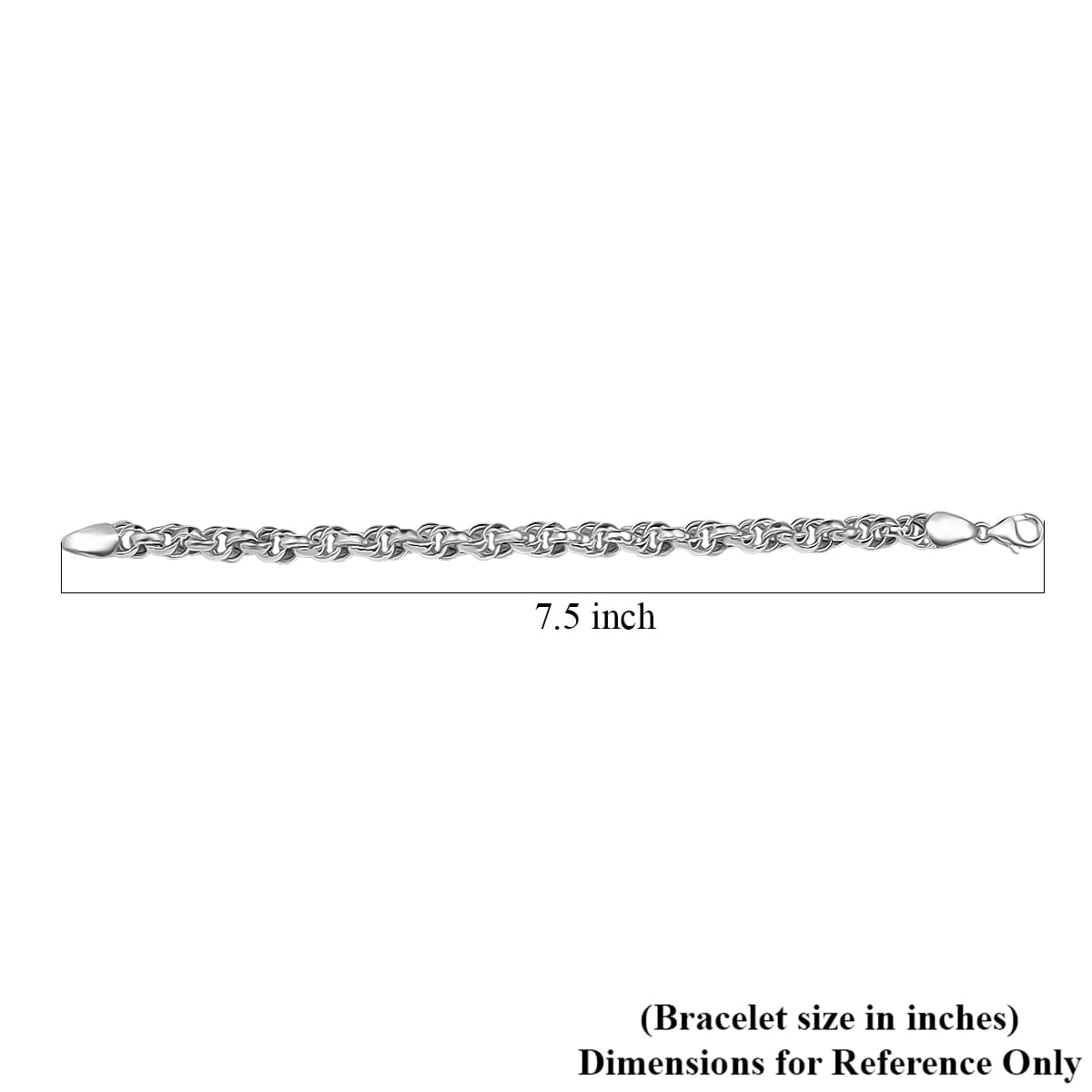 D’joy Sterling Silver Fancy Oval Link Infinity Twist Chain Bracelet (7.25 In) 10 Grams image number 4
