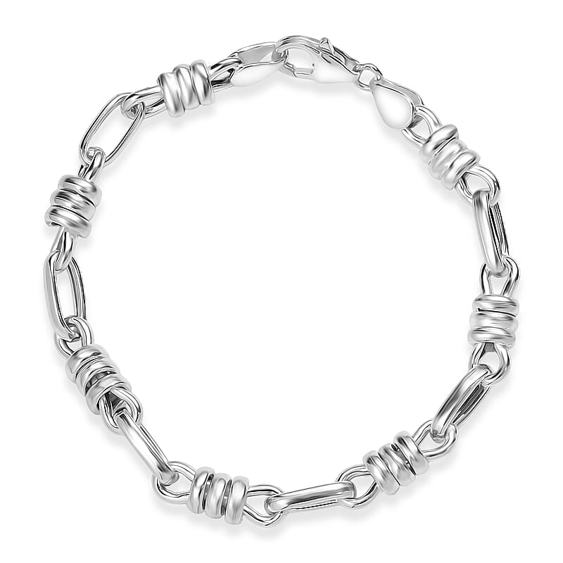 D'Joy Fancy Knotted Bond Chain Bracelet in Sterling Silver (7.25 In) 7.60 Grams