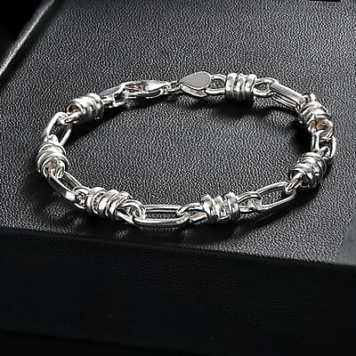 D'Joy Fancy Knotted Bond Chain Bracelet in Sterling Silver (7.25 In) 7.60 Grams
