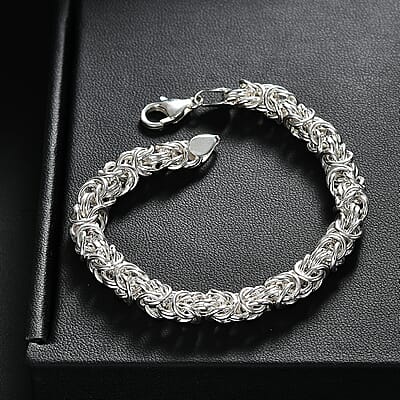 D'Joy Byzantine Weave Chain Bracelet in Sterling Silver (7.25 In) 13.30 Grams